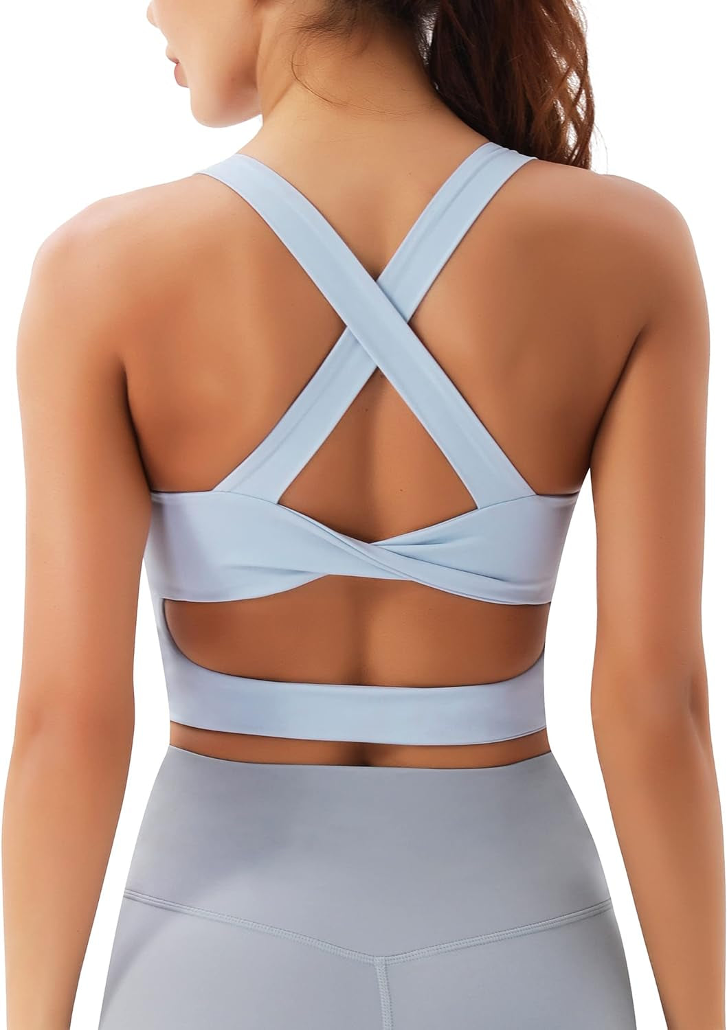 Sports Bras for Women Criss-Cross Back Padded Workout Tank Tops Medium Support Crop Tops for Women