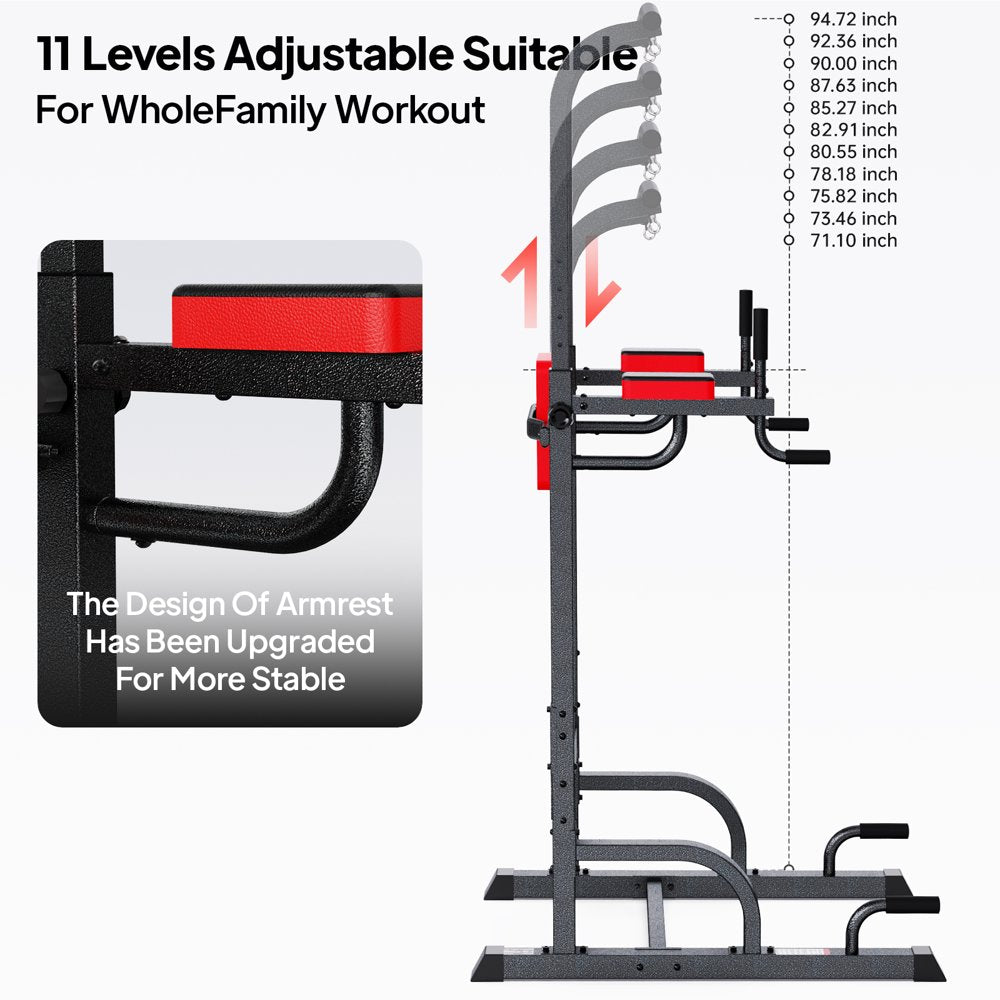 Adjustable Body Champ 480Lbs Multifunction Power Tower Dip Station Pull up Bar Power Rack for Home Gym Strength Training Workout Equipment