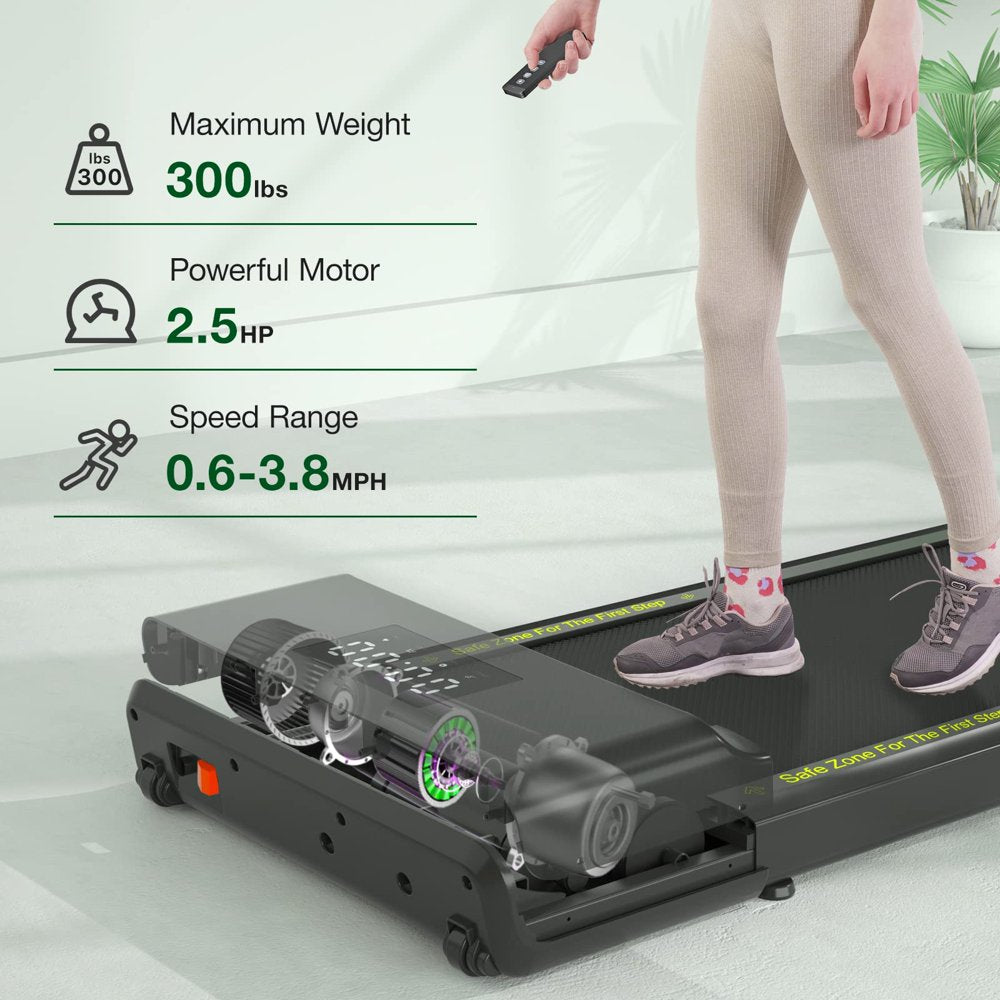 Superun Walking Pad 300Lb, 40*16 Walking Area under Desk Treadmillwith Remote Control 2 in 1 Portable Walking Pad Treadmill for Home/Office(Black)