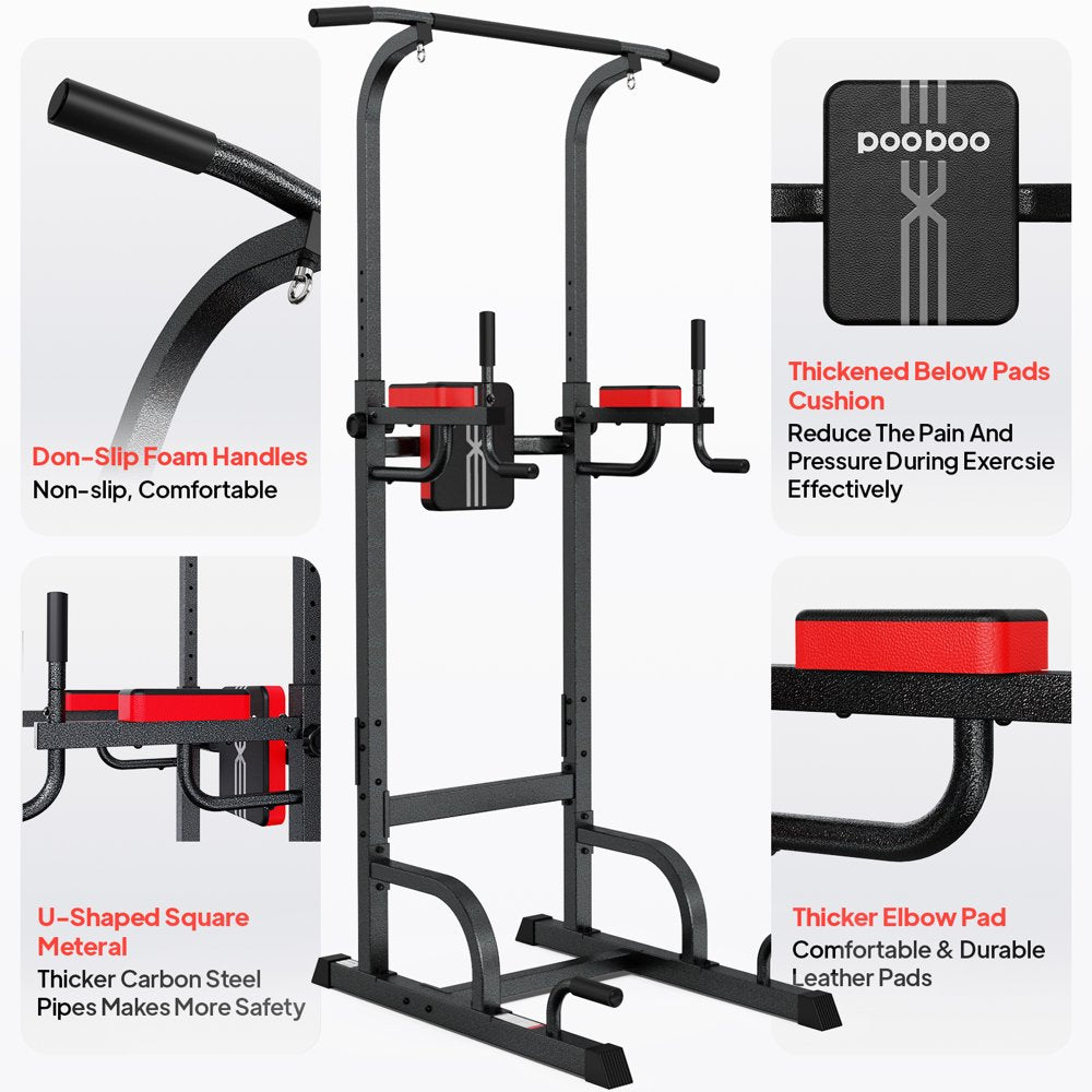 Adjustable Body Champ 480Lbs Multifunction Power Tower Dip Station Pull up Bar Power Rack for Home Gym Strength Training Workout Equipment